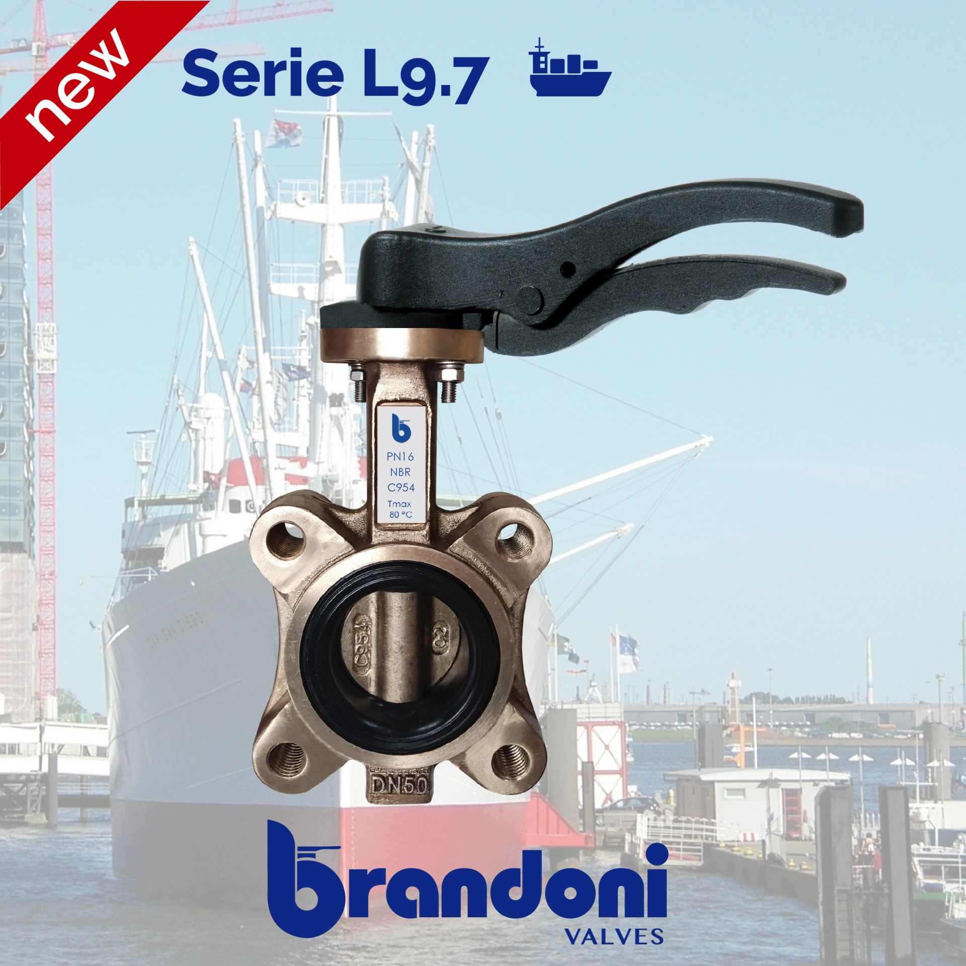 New butterfly valve with aluminium-bronze body