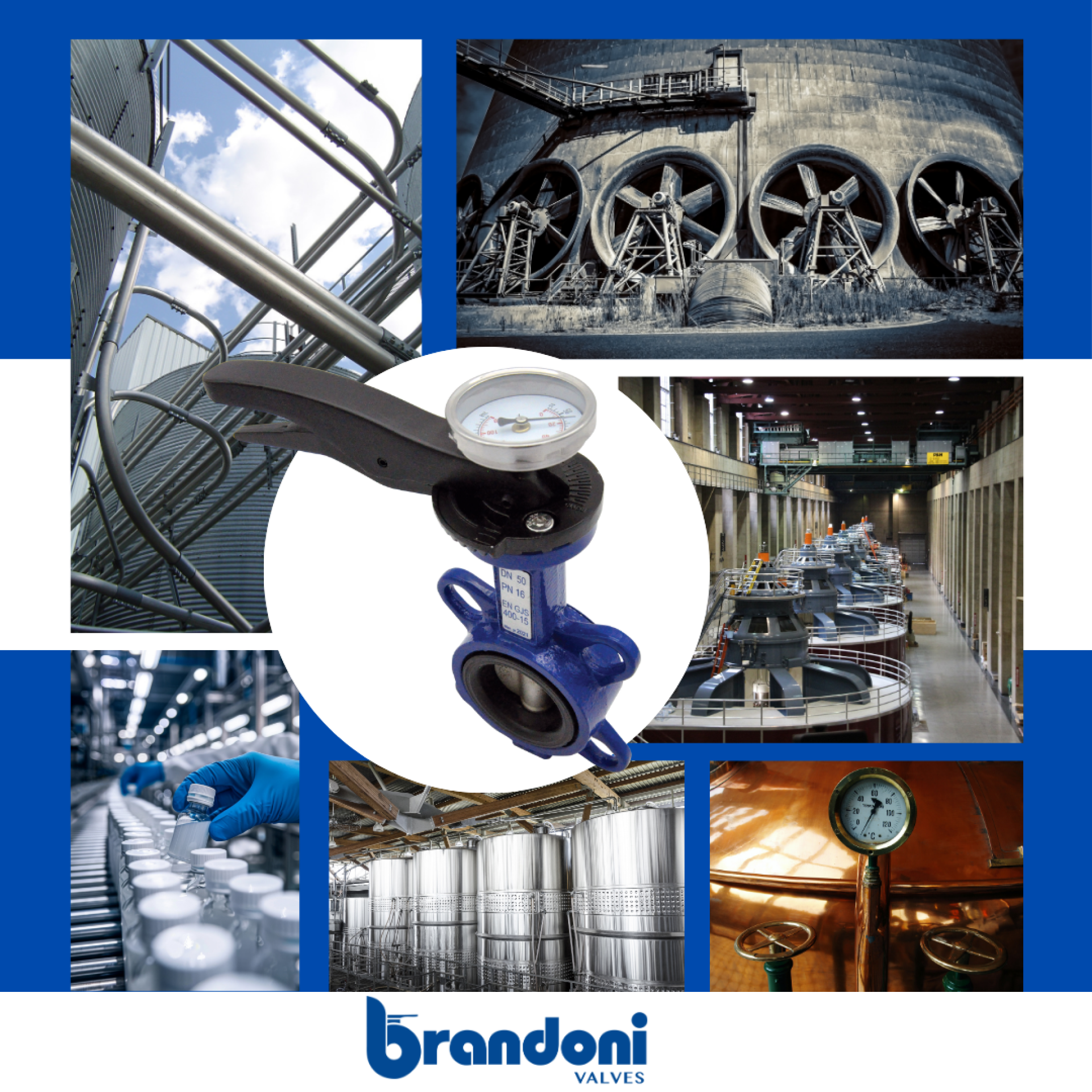Brandoni Butterfly Valve with Integrated Thermometer